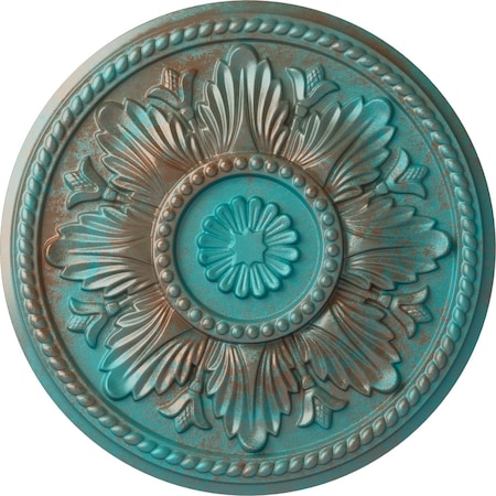 Ekena Millwork Edinburgh Ceiling Medallion (Fits Canopies up to 5 1/4"), 18"OD x 1 3/4"P, Copper Green Patina CM18EDCGS